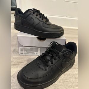 Size 3 Kids Black Nike Air Force Ones
